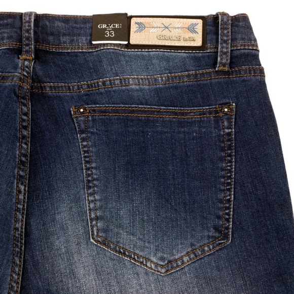 Grace In LA Dark Wash Mid-Rise Easy Fit Bootcut Denim Jeans Womens Size 33 - Picture 7 of 12